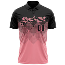 Load image into Gallery viewer, Custom Black Medium Pink 3D Pattern Design Gradient Square Shape Performance Polo Shirt