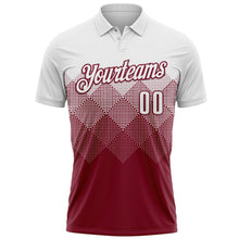Load image into Gallery viewer, Custom White Crimson 3D Pattern Design Gradient Square Shape Performance Polo Shirt