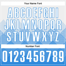 Load image into Gallery viewer, Custom White Powder Blue 3D Pattern Design Gradient Square Shape Performance Polo Shirt