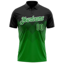 Load image into Gallery viewer, Custom Black Grass Green-White 3D Pattern Design Gradient Square Shape Performance Polo Shirt
