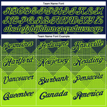 Load image into Gallery viewer, Custom Navy Neon Green 3D Pattern Design Gradient Square Shape Performance Polo Shirt