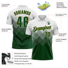 Load image into Gallery viewer, Custom White Green-Old Gold 3D Pattern Design Gradient Square Shape Performance Polo Shirt