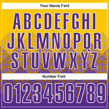 Load image into Gallery viewer, Custom Yellow Purple-White 3D Pattern Design Gradient Square Shape Performance Polo Shirt