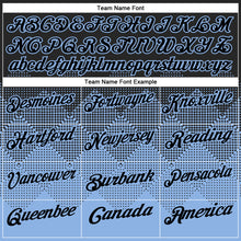 Load image into Gallery viewer, Custom Black Light Blue 3D Pattern Design Gradient Square Shape Performance Polo Shirt