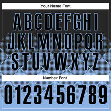 Load image into Gallery viewer, Custom Black Light Blue 3D Pattern Design Gradient Square Shape Performance Polo Shirt