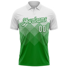 Load image into Gallery viewer, Custom White Grass Green 3D Pattern Design Gradient Square Shape Performance Polo Shirt