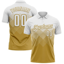 Load image into Gallery viewer, Custom White Old Gold 3D Pattern Design Gradient Square Shape Performance Polo Shirt