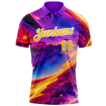 Load image into Gallery viewer, Custom Purple Yellow-White 3D Bowling Colorful Space Performance Polo Shirt