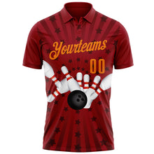 Load image into Gallery viewer, Custom Crimson Bay Orange 3D Bowling Star Performance Polo Shirt