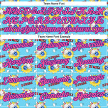 Load image into Gallery viewer, Custom Sky Blue Pink-Purple 3D Bowling Performance Polo Shirt