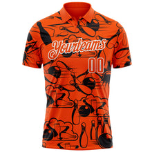 Load image into Gallery viewer, Custom Orange White 3D Bowling Performance Polo Shirt
