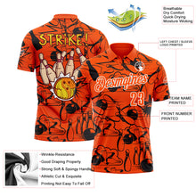 Load image into Gallery viewer, Custom Orange White 3D Bowling Performance Polo Shirt