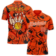 Load image into Gallery viewer, Custom Orange White 3D Bowling Performance Polo Shirt