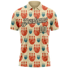 Load image into Gallery viewer, Custom Cream Black 3D Bowling Performance Polo Shirt