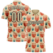 Load image into Gallery viewer, Custom Cream Black 3D Bowling Performance Polo Shirt