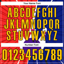 Load image into Gallery viewer, Custom Royal Yellow Red-Black 3D Bowling Performance Polo Shirt