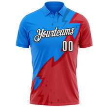 Load image into Gallery viewer, Custom Powder Blue White-Black 3D Bowling Performance Polo Shirt