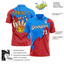 Load image into Gallery viewer, Custom Powder Blue White-Black 3D Bowling Performance Polo Shirt