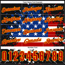 Load image into Gallery viewer, Custom Black Red-Gold 3D Cornhole American Flag Skull Performance Polo Shirt