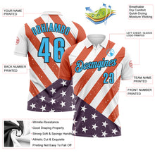 Load image into Gallery viewer, Custom White Sky Blue-Black 3D Cornhole American Flag Performance Polo Shirt
