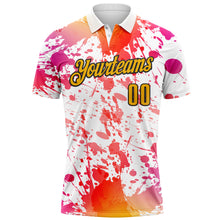 Load image into Gallery viewer, Custom White Gold-Black 3D Cornhole Splash Performance Polo Shirt