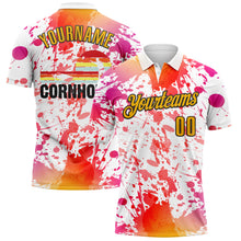 Load image into Gallery viewer, Custom White Gold-Black 3D Cornhole Splash Performance Polo Shirt