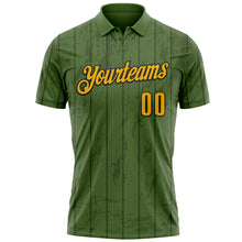 Load image into Gallery viewer, Custom Green Gold-Black 3D Cornhole Performance Polo Shirt