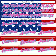 Load image into Gallery viewer, Custom Black Pink Light Blue Red-Royal 3D Cornhole American Flag Performance Polo Shirt