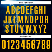 Load image into Gallery viewer, Custom Navy Gold 3D Cornhole Performance Polo Shirt