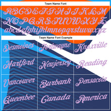 Load image into Gallery viewer, Custom Orange Light Purple Powder Blue-Navy 3D Cornhole Performance Polo Shirt