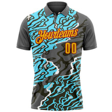 Load image into Gallery viewer, Custom Steel Gray Yellow-Red 3D Cornhole Fluid Performance Polo Shirt