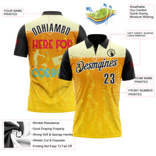 Load image into Gallery viewer, Custom Yellow Black-White 3D Cornhole Beer Performance Polo Shirt