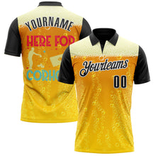 Load image into Gallery viewer, Custom Yellow Black-White 3D Cornhole Beer Performance Polo Shirt