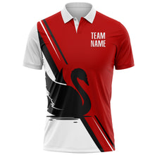 Load image into Gallery viewer, Custom Red White-Black 3D Pattern Design Animal Swan Performance Polo Shirt