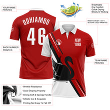 Load image into Gallery viewer, Custom Red White-Black 3D Pattern Design Animal Swan Performance Polo Shirt