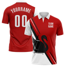 Load image into Gallery viewer, Custom Red White-Black 3D Pattern Design Animal Swan Performance Polo Shirt
