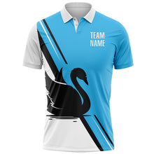 Load image into Gallery viewer, Custom Sky Blue White-Black 3D Pattern Design Animal Swan Performance Polo Shirt