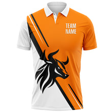 Load image into Gallery viewer, Custom Bay Orange White-Black 3D Pattern Design Animal Bull Performance Polo Shirt