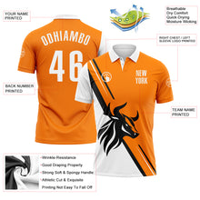 Load image into Gallery viewer, Custom Bay Orange White-Black 3D Pattern Design Animal Bull Performance Polo Shirt