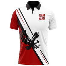 Load image into Gallery viewer, Custom White Red-Black 3D Pattern Design Animal Eagle Performance Polo Shirt