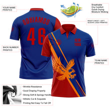 Load image into Gallery viewer, Custom Royal Red-Bay Orange 3D Pattern Design Animal Eagle Performance Polo Shirt