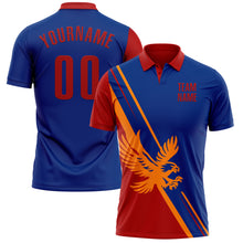 Load image into Gallery viewer, Custom Royal Red-Bay Orange 3D Pattern Design Animal Eagle Performance Polo Shirt