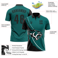Load image into Gallery viewer, Custom Teal Black-White 3D Pattern Design Animal Tiger Performance Polo Shirt