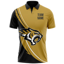 Load image into Gallery viewer, Custom Old Gold Black-White 3D Pattern Design Animal Tiger Performance Polo Shirt