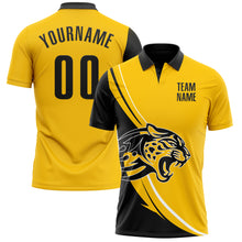 Load image into Gallery viewer, Custom Yellow Black-White 3D Pattern Design Animal Leopard Performance Polo Shirt