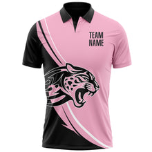 Load image into Gallery viewer, Custom Light Pink Black-White 3D Pattern Design Animal Leopard Performance Polo Shirt