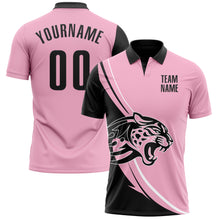 Load image into Gallery viewer, Custom Light Pink Black-White 3D Pattern Design Animal Leopard Performance Polo Shirt