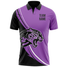 Load image into Gallery viewer, Custom Medium Purple Black-White 3D Pattern Design Animal Leopard Performance Polo Shirt