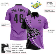 Load image into Gallery viewer, Custom Medium Purple Black-White 3D Pattern Design Animal Leopard Performance Polo Shirt
