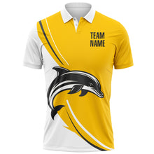 Load image into Gallery viewer, Custom Yellow Black-White 3D Pattern Design Animal Dolphin Performance Polo Shirt